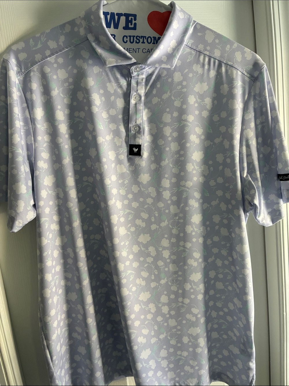 Men's Bad Birdie Light Lavender Floral Polo Shirt